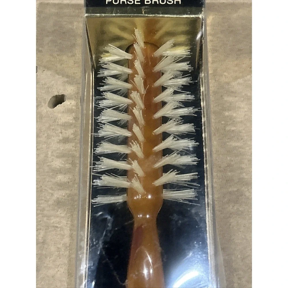 Vintage NIB ACE Full Round Purse Brush, Natural Boar Reinforced W/ Nylon Bristle